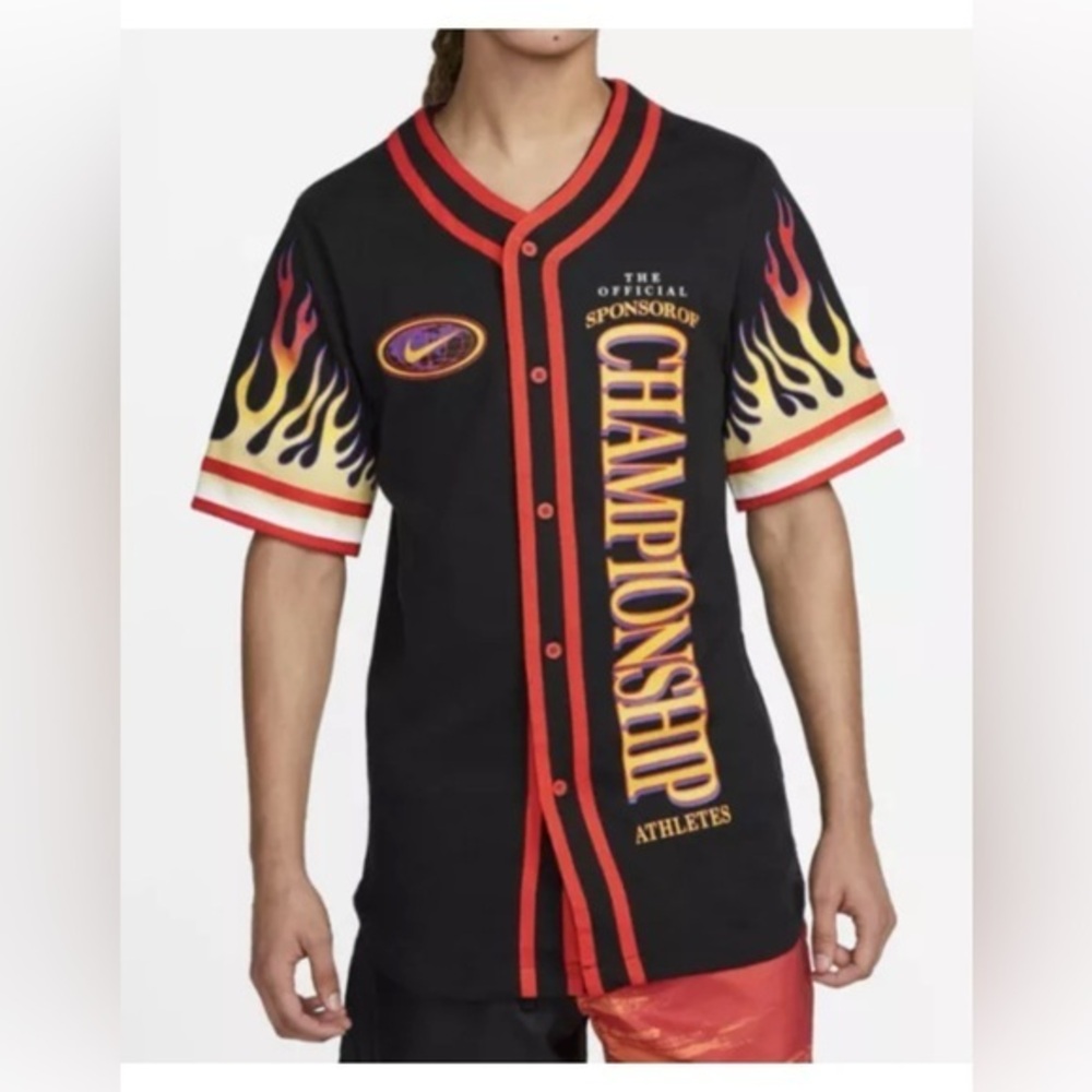 Nike Sportswear Americana Flames Baseball Jersey Small NWT